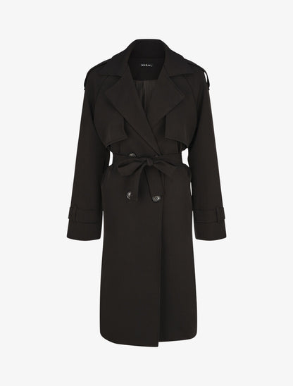 Trench oversize ceinturé - Noir - 1