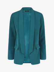 Blazer droit basique uni - Bleu canard - 1
