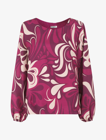 Top graphique ample col rond - Prune - 1