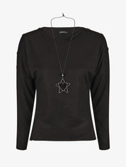 Pull droit uni à boutons - Noir - 4