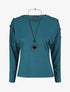 Pull droit uni à boutons - Bleu canard - 1