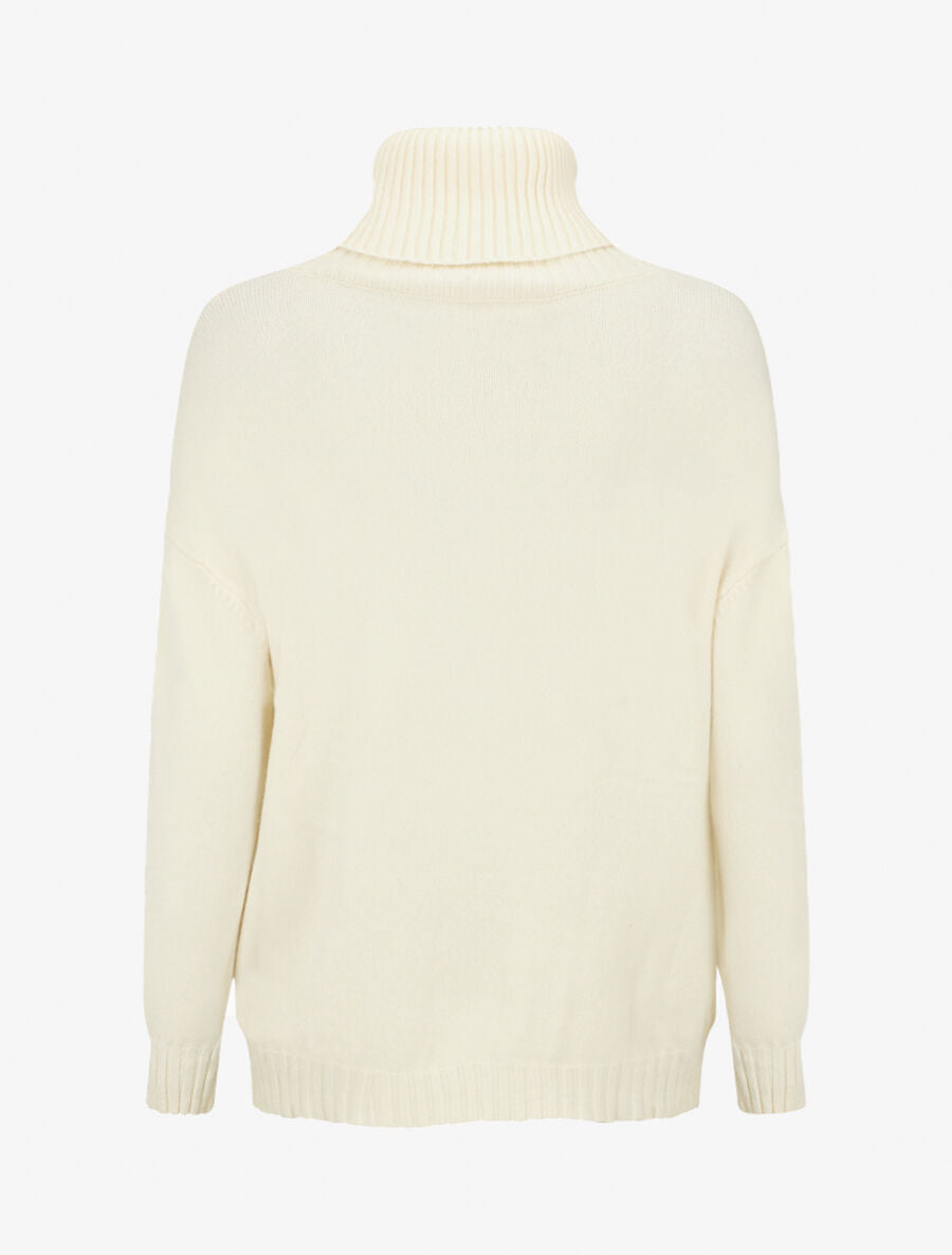 Pull uni à col roulé - Crème - 2