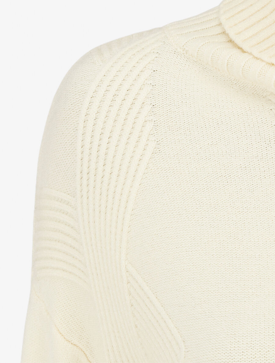 Pull uni à col roulé - Crème - 3