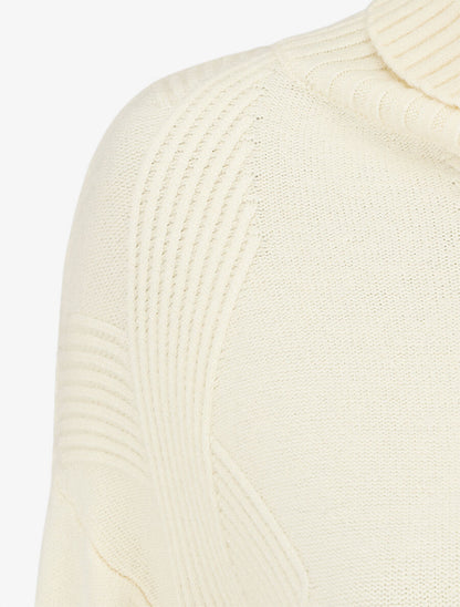 Pull uni à col roulé - Crème - 3