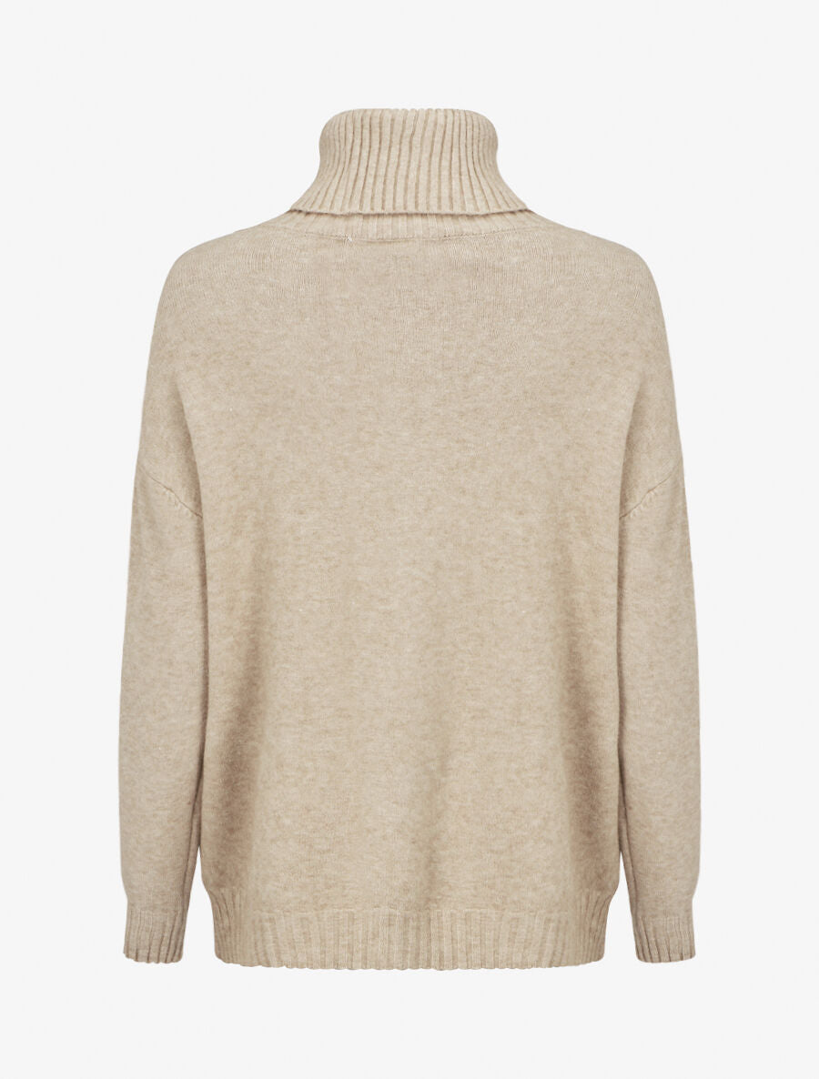 Pull uni à col roulé - Beige - 2
