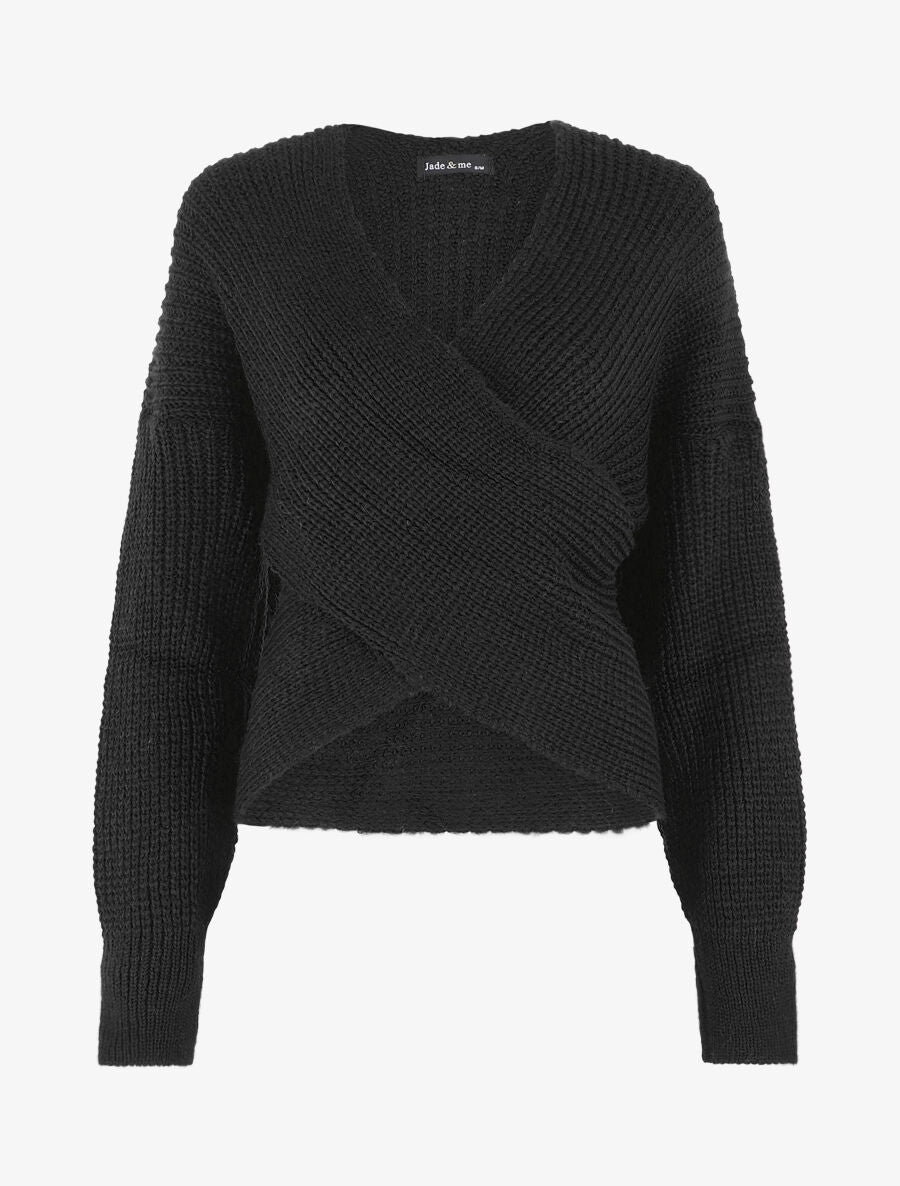 Pull cache-coeur en maille - Noir - 4
