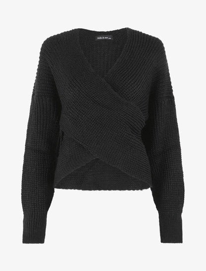 Pull cache-coeur en maille - Noir - 4