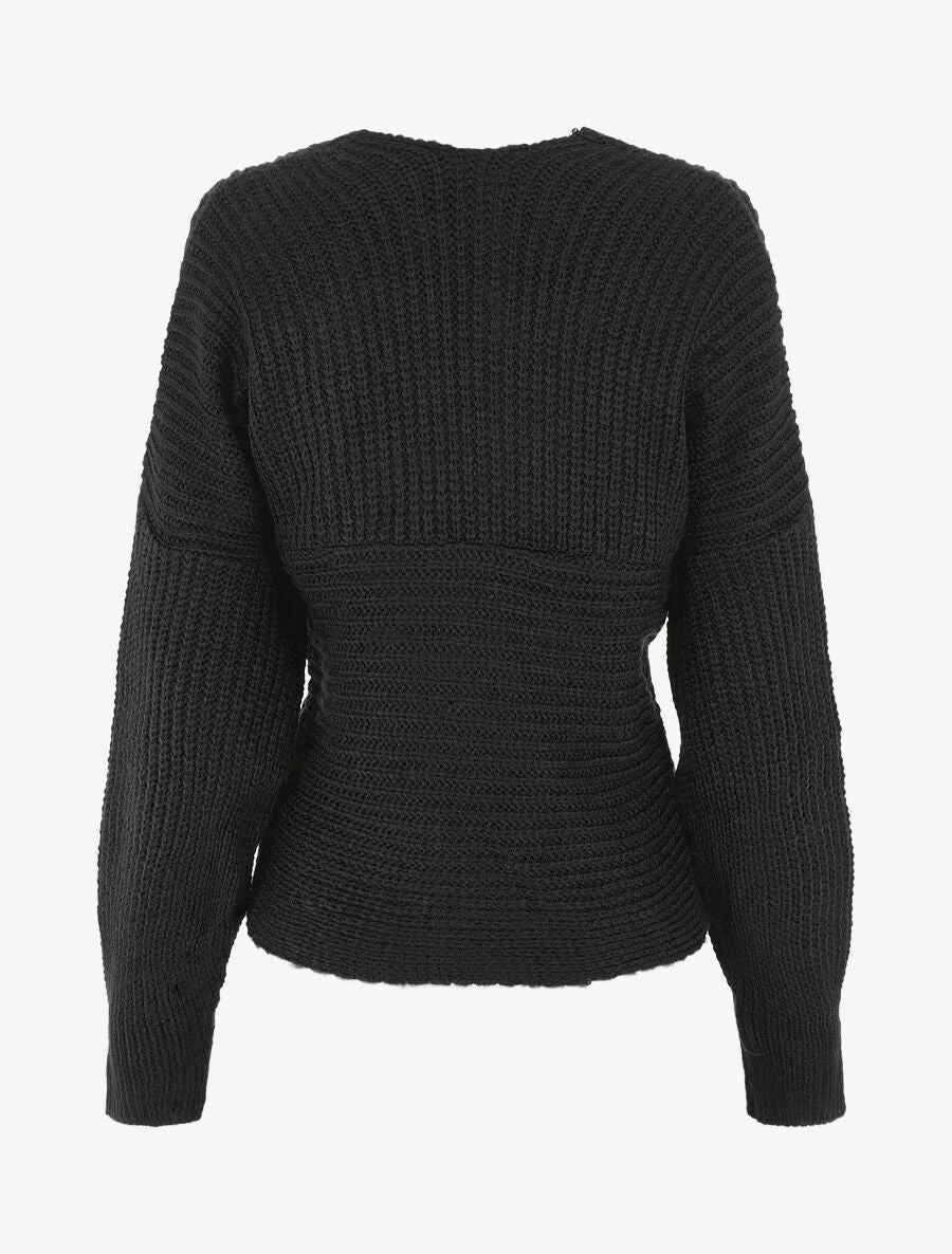 Pull cache-coeur en maille - Noir - 2