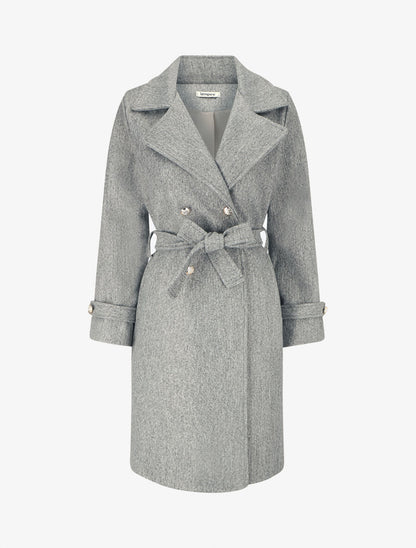 Manteau long à boutons décoratifs au dos - Gris - 4