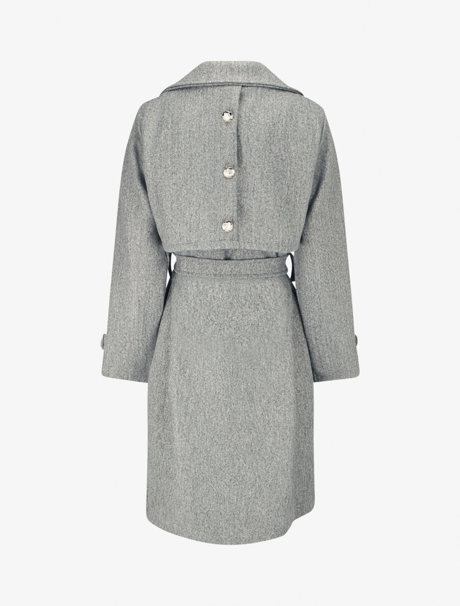 Manteau long à boutons décoratifs au dos - Gris - 2