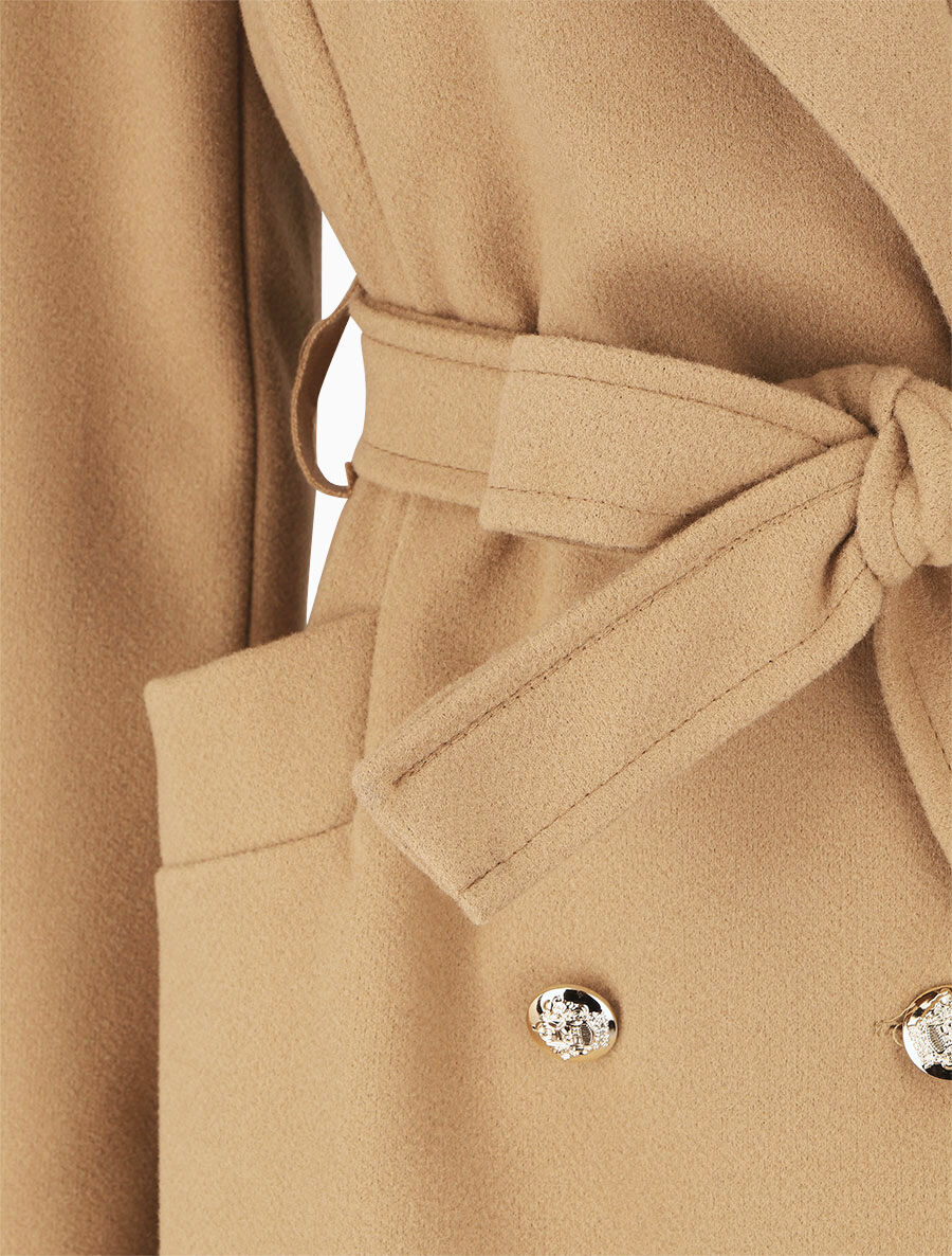 Manteau long coupe droite - Camel - 3