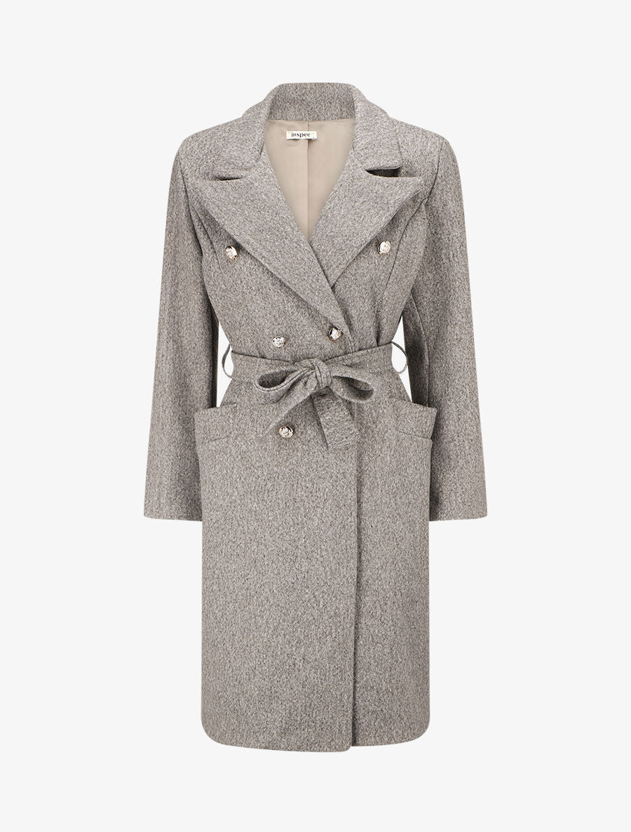 Manteau long coupe droite - Gris - 1