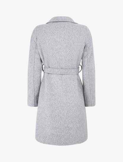 Manteau long uni coupe droite - Gris - 2