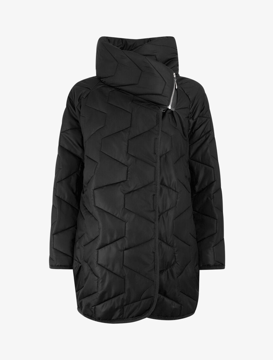 Doudoune fine ample col montant - Noir - 1