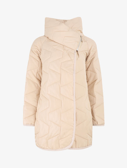 Doudoune fine ample col montant - Beige - 4