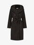Manteau long ceinturé à capuche - Noir - 1