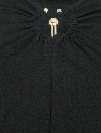 T-shirt à empiècement doré - Noir - 3
