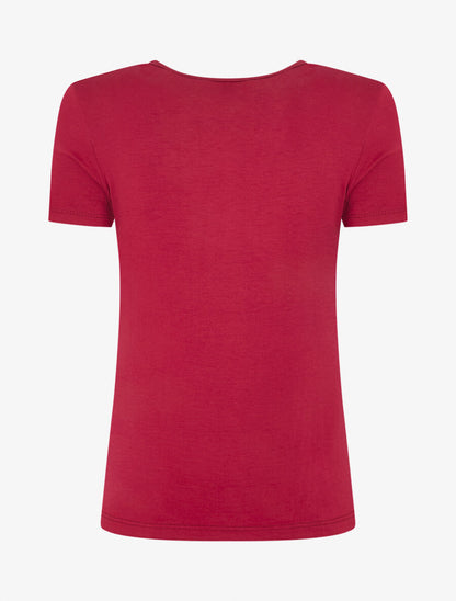 T-shirt à empiècement doré - Rouge cerise - 2