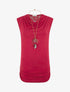 Top bénitier à détail dentelle - Rouge cerise - 4