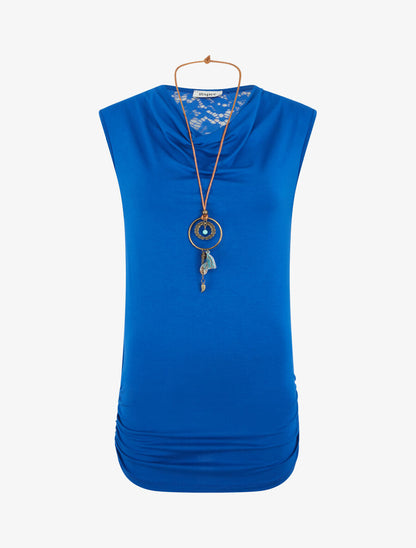 Top bénitier à détail dentelle - Bleu roi - 1