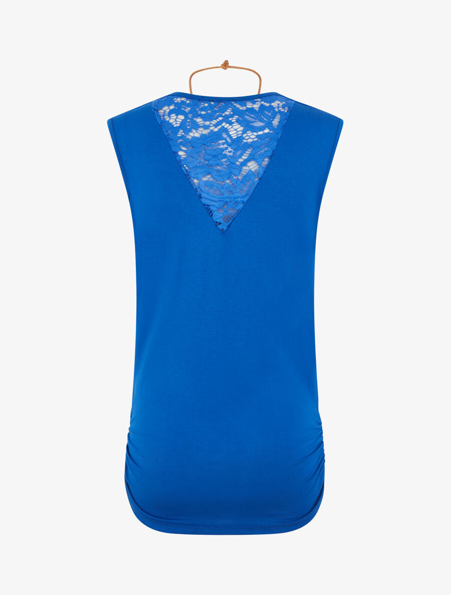 Top bénitier à détail dentelle - Bleu roi - 2