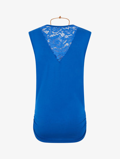 Top bénitier à détail dentelle - Bleu roi - 2