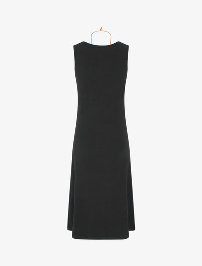 Robe longue unie effet drapé - Noir - 2