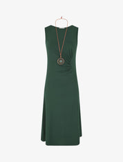 Robe longue unie effet drapé - Vert sapin - 5
