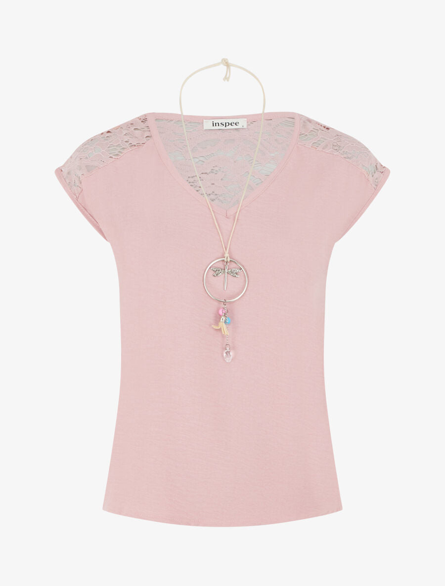 Top sans manches à dos dentelle - Rose - 4