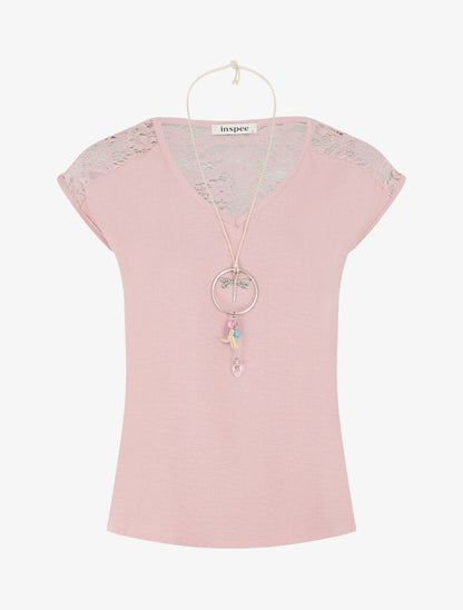 Top sans manches à dos dentelle - Rose - 4