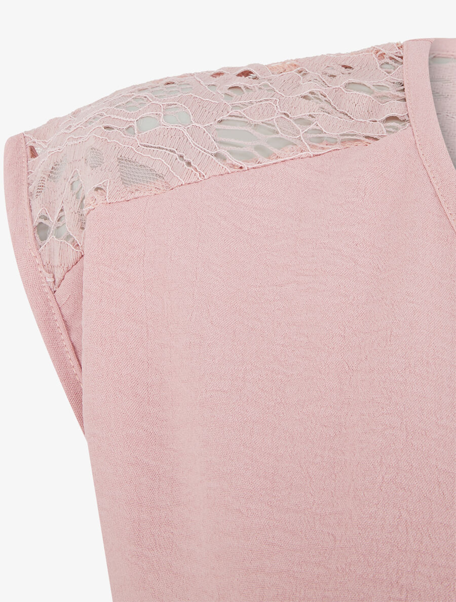 Top sans manches à dos dentelle - Rose - 3