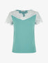 Top fluide à col et manches en dentelle - Turquoise - 4