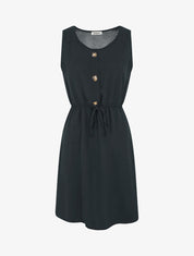 Robe sans manches à boutons décoratifs - Noir - 4