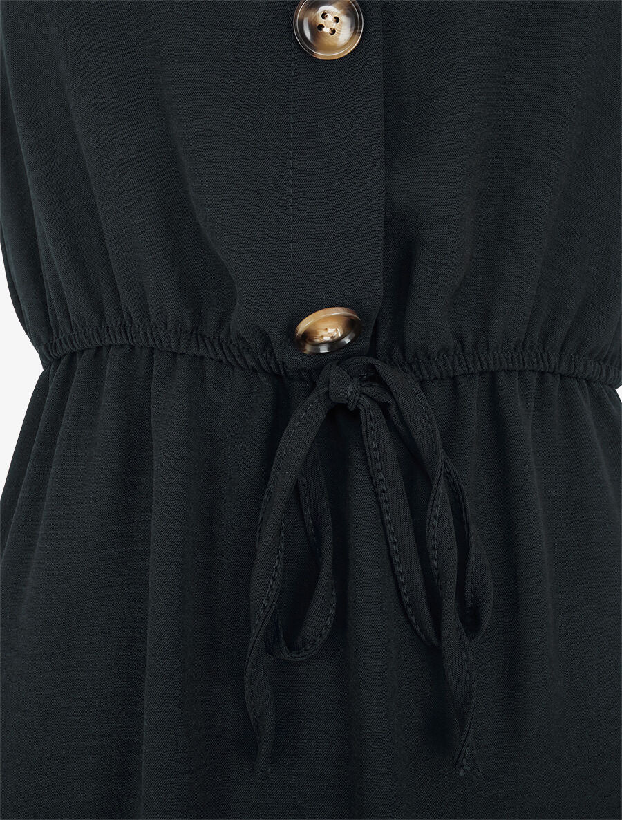 Robe sans manches à boutons décoratifs - Noir - 3