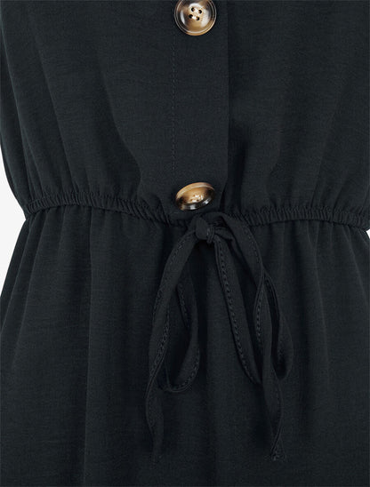 Robe sans manches à boutons décoratifs - Noir - 3