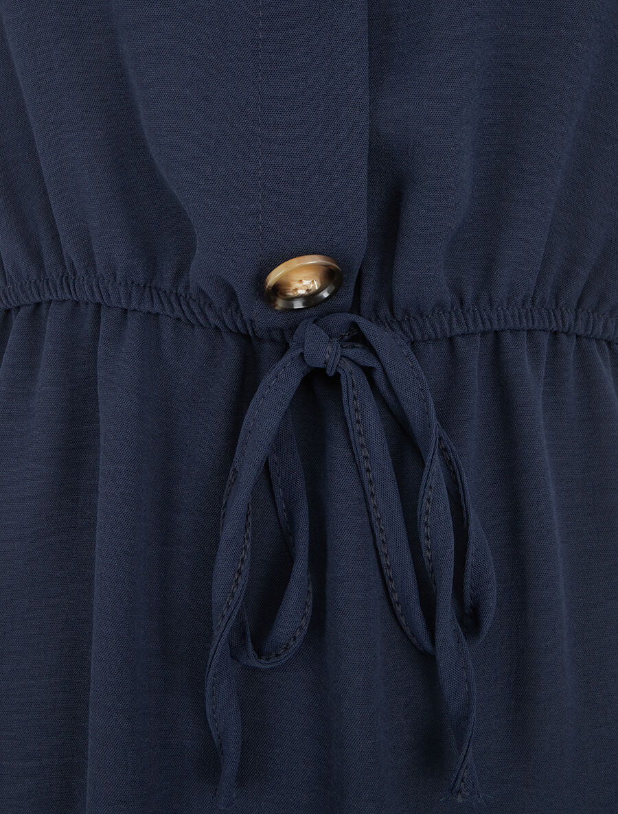 Robe sans manches à boutons décoratifs - Marine - 3