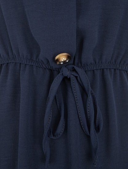 Robe sans manches à boutons décoratifs - Marine - 3