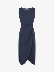 Robe unie sans manches style portefeuille - Marine - 5