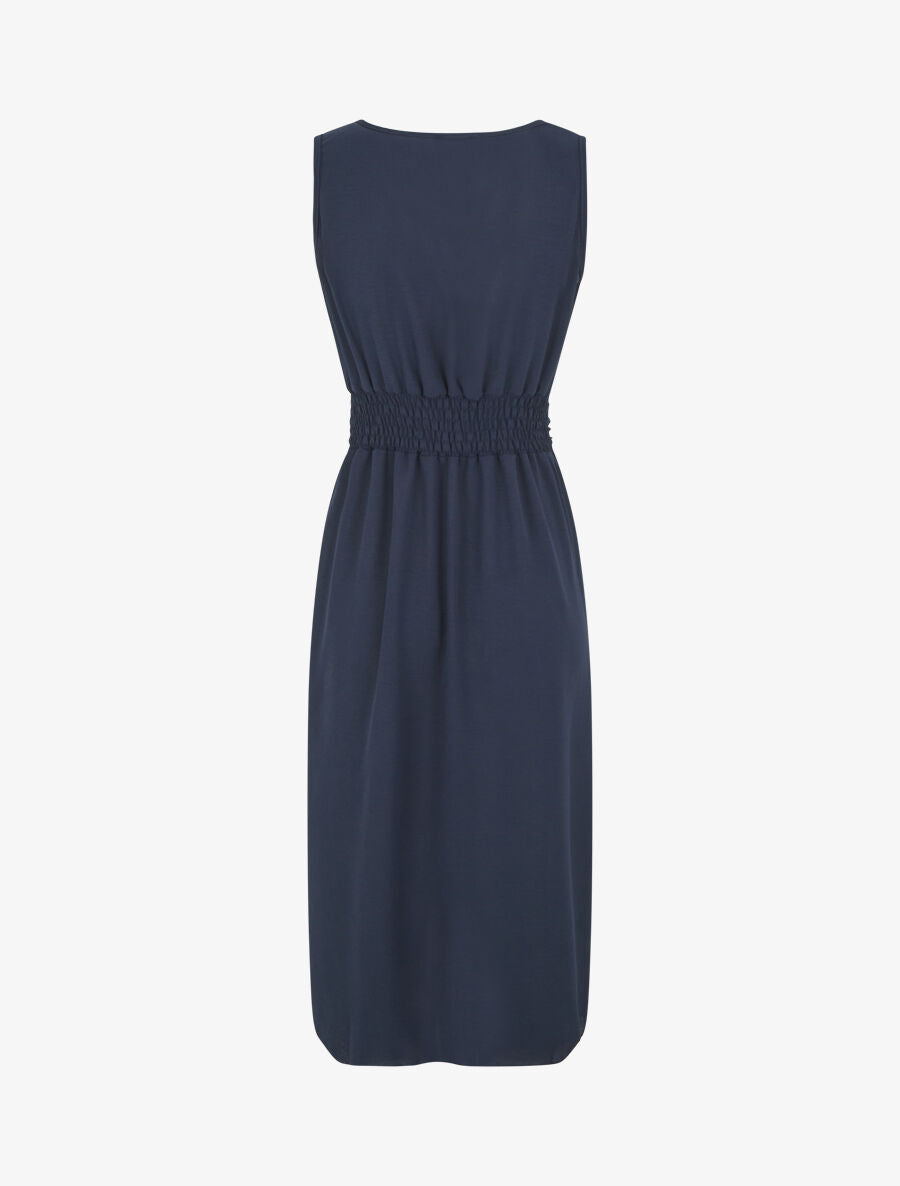 Robe unie sans manches style portefeuille - Marine - 2