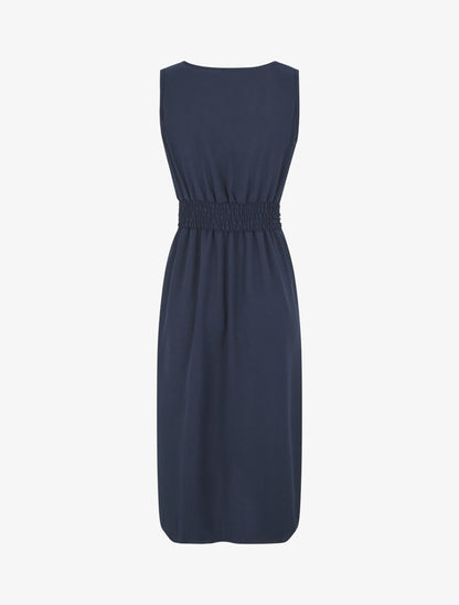 Robe unie sans manches style portefeuille - Marine - 2