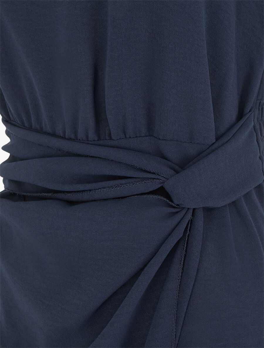 Robe unie sans manches style portefeuille - Marine - 3