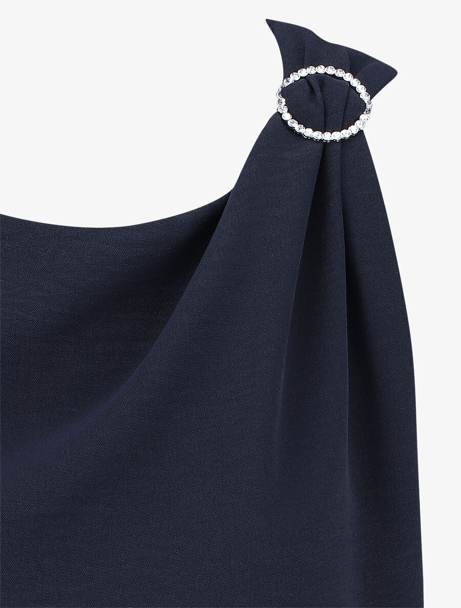 Top uni à détail broche - Marine - 3