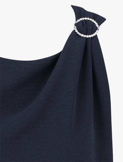 Top uni à détail broche - Marine - 3