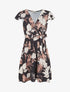 Robe mi-longue évasée imprimé fleuri - Noir - 1