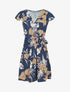 Robe mi-longue évasée imprimé fleuri - Marine - 1