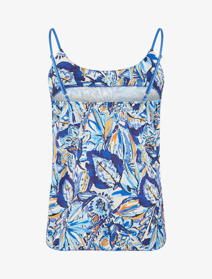 Caraco satiné droit imprimé fleurs abstraites - Bleu foncé - 2