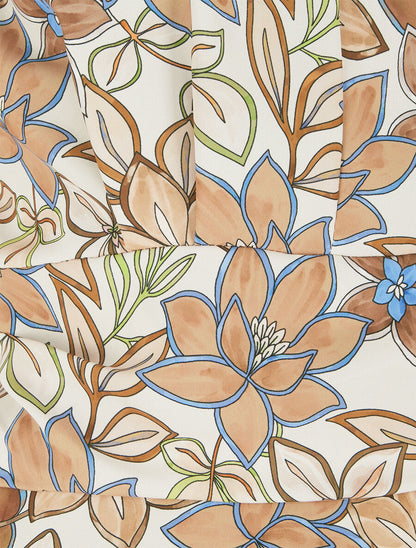 Top avec mancherons à imprimé fleuri - Beige - 3