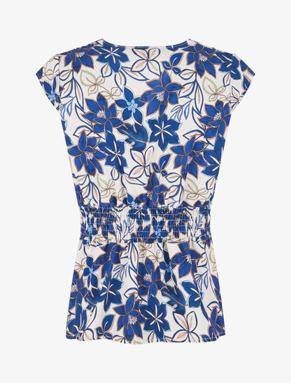 Top avec mancherons à imprimé fleuri - Bleu roi - 2