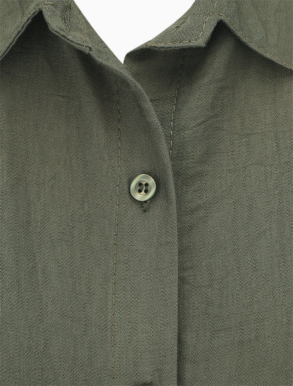 Top uni sans manches à nouer - Kaki - 3