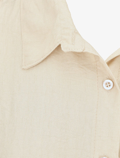 Top uni sans manches à nouer - Beige - 3